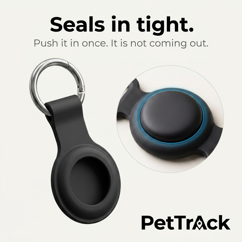 PetTrack tracker seals tightly into the silicone clip pocket